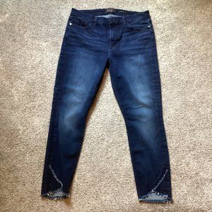 7 For All Mankind Jen 7 Ankle Skinny Jeans with Frayed Angled Hem - Size 10